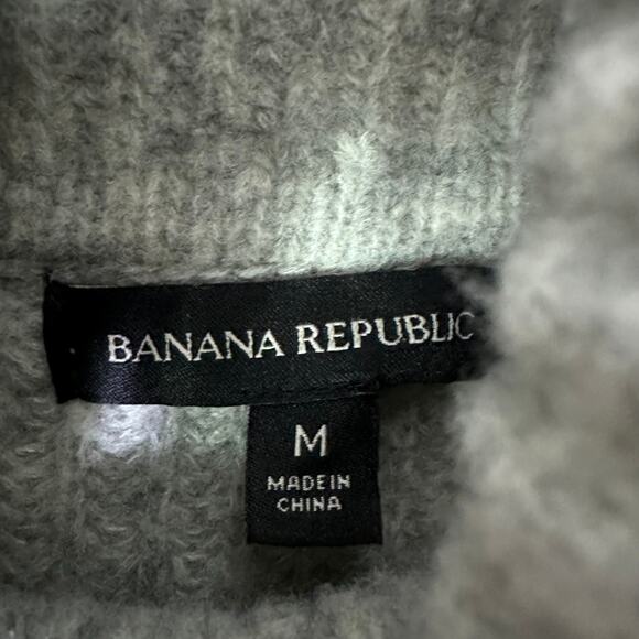 Banana Republic Women's Medium Sweater Turtleneck Gray Merino Wool Knit Ribbed - Picture 3 of 4